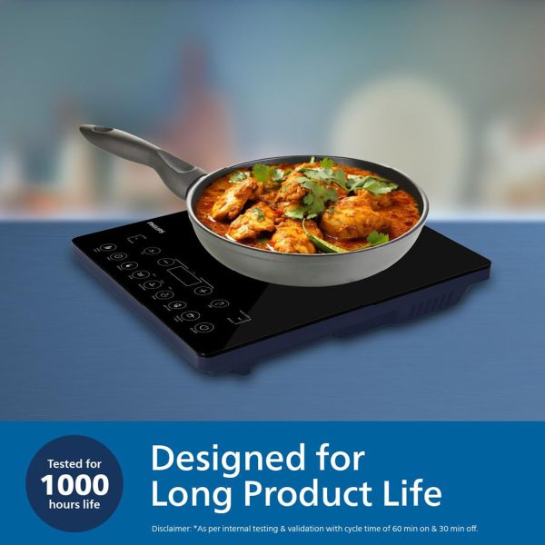 PHILIPS HD4929/01, 2100 Watts Induction Cook-top with 8 Power Levels, Black