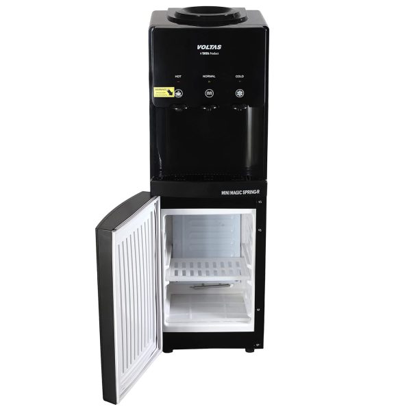 Voltas Spring R Water Dispenser with Refrigerator with Normal, Cold and Hot Tap, Black
