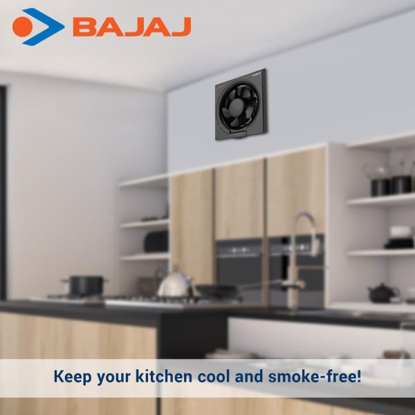 Bajaj 150MM (6 Inch) Exhaust Fan with Rust Proof Body and Dust Protection Back shutters, Black, MAXIMA DLX