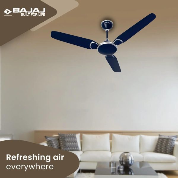 Bajaj 1200MM (48 Inch) Ceiling Fan with 100% Copper Motor and Alluminium Blades, Celestial Blue, TRENDY EE