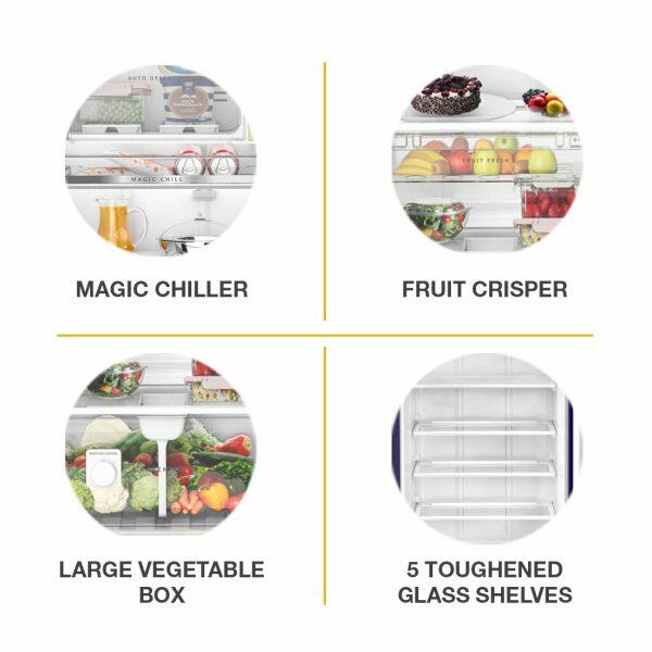 Whirlpool 260 Impro Roy Inv, 236 Litre 3 Star Single Door Refrigerator with Inverter Compressor, Base Drawer, 4-in-1 Cooling Modes and 1 Hour Icing Technology, Alpha Steel
