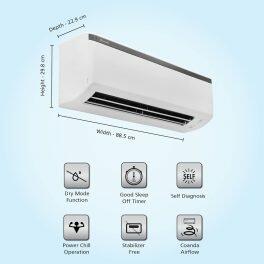 Daikin FTE60UV 1.8 Ton 1 Star Fixed Speed Split AC with 16 Meters Air Throw, White