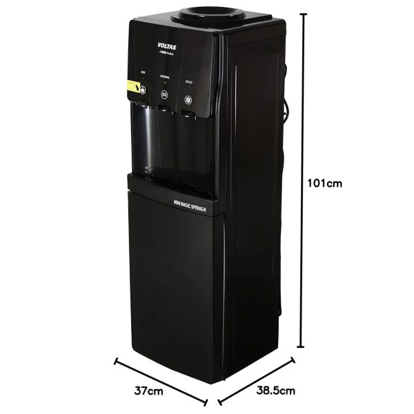 Voltas Spring R Water Dispenser with Refrigerator with Normal, Cold and Hot Tap, Black