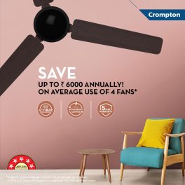 Crompton 48 Inch 5 Star BLDC Ceiling Fan with Remote, Double Ball Bearing and Anti Dust Design, Walnut Brown, ENERGION