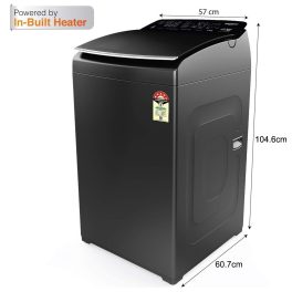 Whirlpool 360 Pro Inv H10, 5 Star Fully Automatic Top Load Machine with Inverter Motor and In Built Heater, Hard Water Wash, Soft Close Door, Midnight Grey