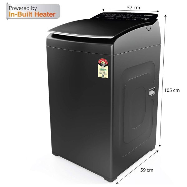 Whirlpool 360 Pro Inv 9, 5 Star Fully Automatic Top Load Machine In Built Heater, Hard Water Wash, Soft Close Door, Midnight Grey