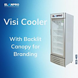 Elanpro 400 Litre Single Door Visi Cooler with LED Lighting and Adjustable Shelves, White, ECG405
