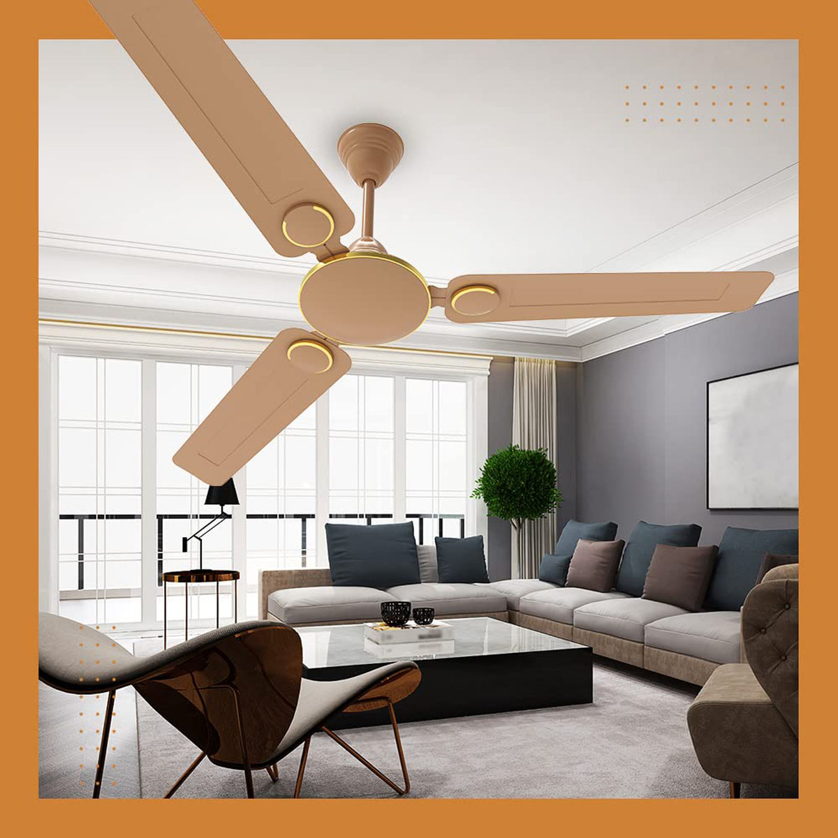 Crompton 1200MM (48 Inch) Ceiling Fan with Anti Rust, High Speed and Aerodynamic Blades, Glided Biege, Montania Crompton 1200MM (48 Inch) Ceiling Fan with Anti Rust, High Speed and Aerodynamic Blades, Glided Biege, Montania