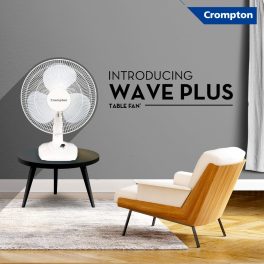 Crompton 400MM Table fan with 3 Speed Setting, Enhanced Blade Design and Smooth Oscillation, White, HIGH FLOW WAVEPLUS
