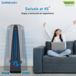 Symphony Tower Fan with Remote, Touchscreen Control Panel & Swivel Action, Grey, Surround-I