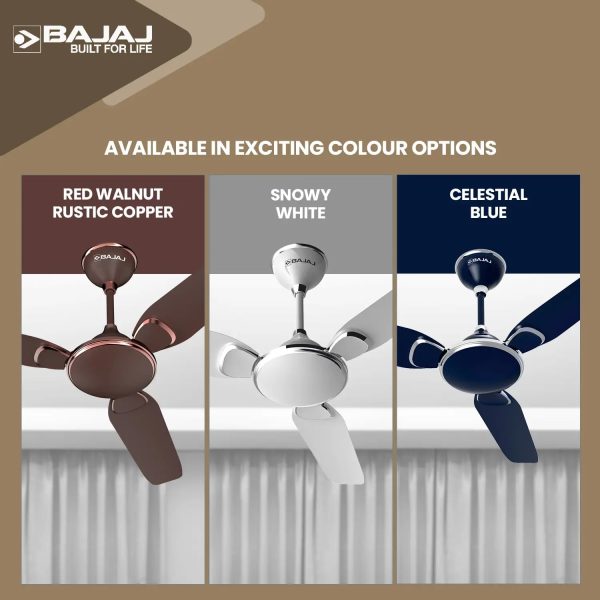 Bajaj 1200MM (48 Inch) Ceiling Fan with 100% Copper Motor and Alluminium Blades, Celestial Blue, TRENDY EE