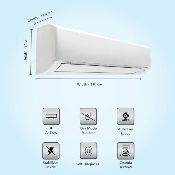 Daikin FTKL71UV, 2.02 Ton 4 Star Inverter Split AC with 3 Stage Filtration and PM 2.5 Filter, White