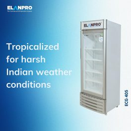 Elanpro 400 Litre Single Door Visi Cooler with LED Lighting and Adjustable Shelves, White, ECG405