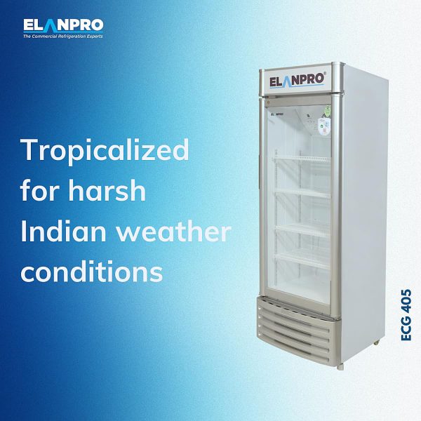 Elanpro 400 Litre Single Door Visi Cooler with LED Lighting and Adjustable Shelves, White, ECG405