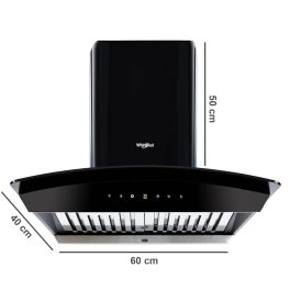 Whirlpool CG 601 HAC Hood, 60 CM Chimney with Baffle Filter, Touch Control and Auto Clean, Black
