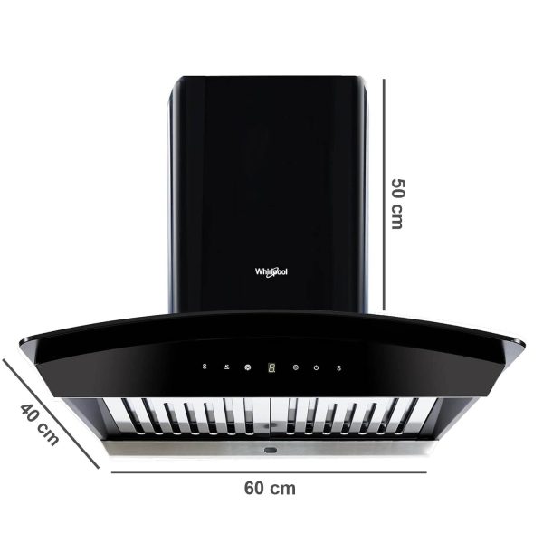 Whirlpool CG 601 HAC Hood, 60 CM Chimney with Baffle Filter, Touch Control and Auto Clean, Black