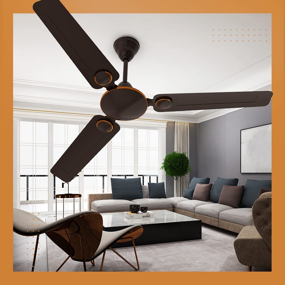 Crompton 1200MM (48 Inch) Ceiling Fan with Anti Rust, High Speed and Aerodynamic Blades, Smoked Brown, Montania Crompton 1200MM (48 Inch) Ceiling Fan with Anti Rust, High Speed and Aerodynamic Blades, Smoked Brown, Montania