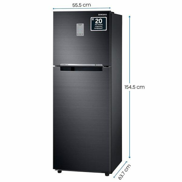 Samsung 236L 3 Star Double Door Refrigerator (RT28C3733BX, Luxe Black)