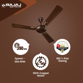 Bajaj 1200MM (48 Inch) Ceiling Fan with 100% Copper Motor and Alluminium Blades, Timber Golden, GRACE NEO BBD