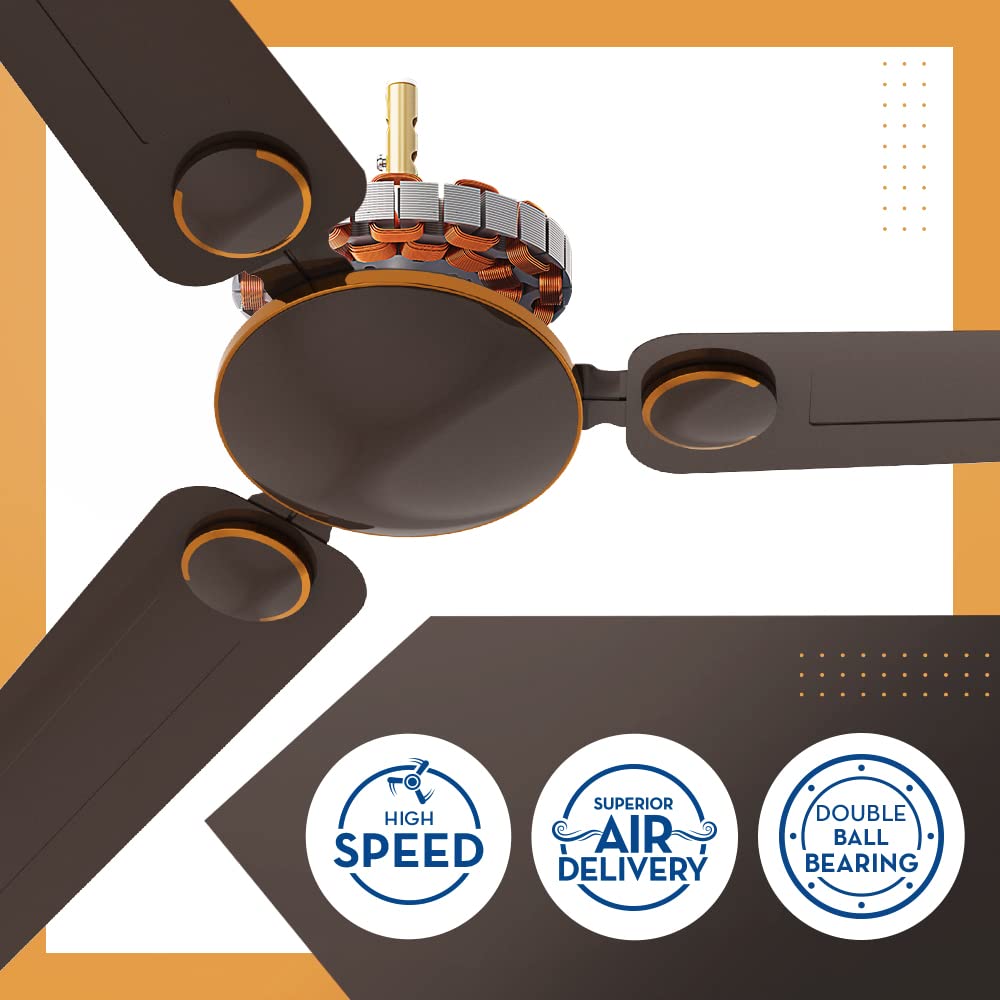 Crompton 1200MM (48 Inch) Ceiling Fan with Anti Rust, High Speed and Aerodynamic Blades, Smoked Brown, Montania Crompton 1200MM (48 Inch) Ceiling Fan with Anti Rust, High Speed and Aerodynamic Blades, Smoked Brown, Montania