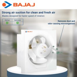 Bajaj 150MM (6 Inch) Exhaust Fan with Rust Proof Body and Dust Protection Back shutters, White, MAXIMA DLX