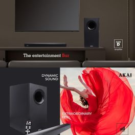 Akai SB140, 2.1 Channel Soundbar with 140 Watts Wired Subwoofer for Extra Deep Bass, Black