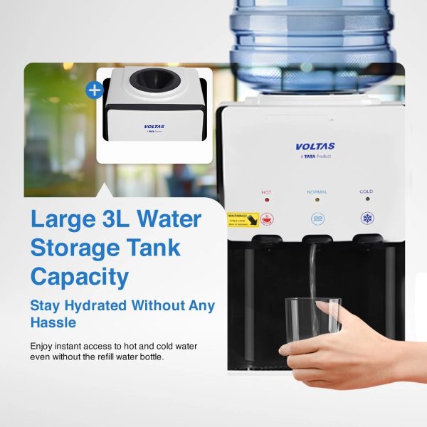 Voltas Table Top Water Dispenser with Normal, Cold and Hot Tap, White
