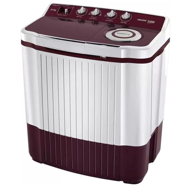 Voltas Beko WTT70DLIM, 7 KG Semi Automatic Machine with 3 Wash Programes and Two Way Waterfall, Burgandy