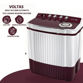 Voltas Beko WTT70DLIM, 7 KG Semi Automatic Machine with 3 Wash Programes and Two Way Waterfall, Burgandy