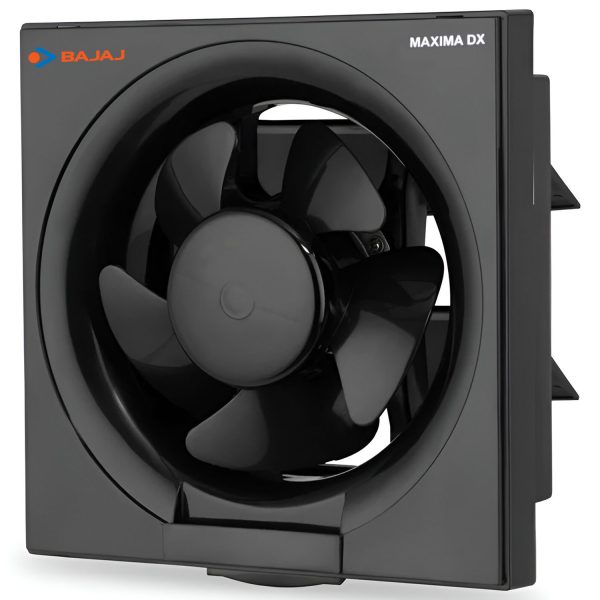 Bajaj 150MM (6 Inch) Exhaust Fan with Rust Proof Body and Dust Protection Back shutters, Black, MAXIMA DLX