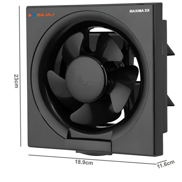 Bajaj 150MM (6 Inch) Exhaust Fan with Rust Proof Body and Dust Protection Back shutters, Black, MAXIMA DLX