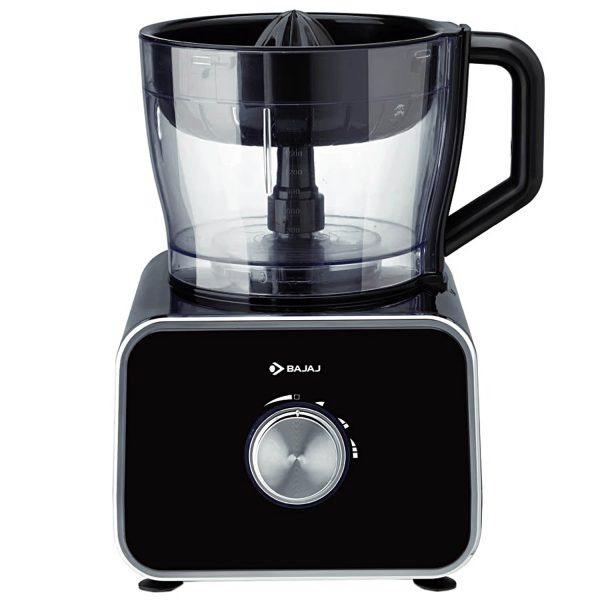 Bajaj FX-1000 Dlx, 1000 Watts Food Processor And Mixer Grinder With 9 Attachments, 100% Copper Motor, Processing Bowl With 3 Jars, Safety Interlock, Black