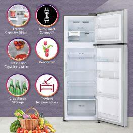 LG 246L Double Door Refrigerator (GL-T262TPZX, Shiny Steel)