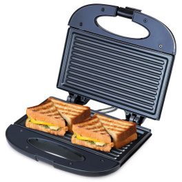 Bajaj 2 Slice Grill Sandwich Maker with Non Sticky Coated Plates with Buckle Clip Lock, Black, SWX-4