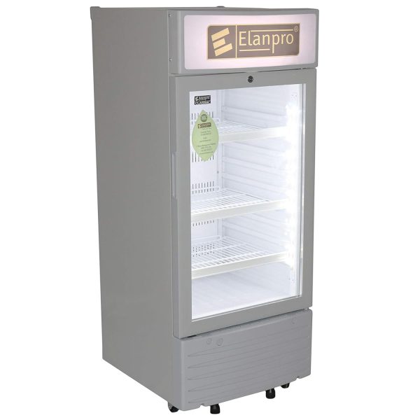 Elanpro 200 Litre Single Door Visi Cooler with LED Lighting and Adjustable Shelves, White, ECG205
