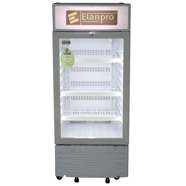 Elanpro 200 Litre Single Door Visi Cooler with LED Lighting and Adjustable Shelves, White, ECG205