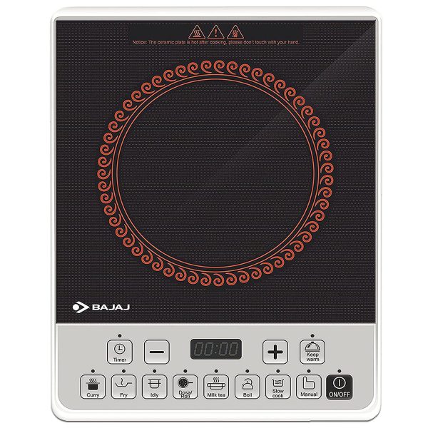 Bajaj 1900 Watt Induction Cooktop with Pan Sensor, Voltage Pro Technology and 8 Pre Set Menus, Black, MAJESTY ICX PEARL