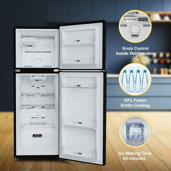 Whirlpool IF INV ELT 278GD, 231 Litre 2 Star Double Door Intellisense Inverter Technology and 17 Hours Cooling Retention, Crystal Black