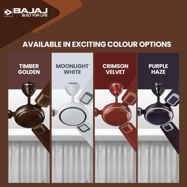 Bajaj 1200MM (48 Inch) Ceiling Fan with 100% Copper Motor and Alluminium Blades, Timber Golden, GRACE NEO BBD