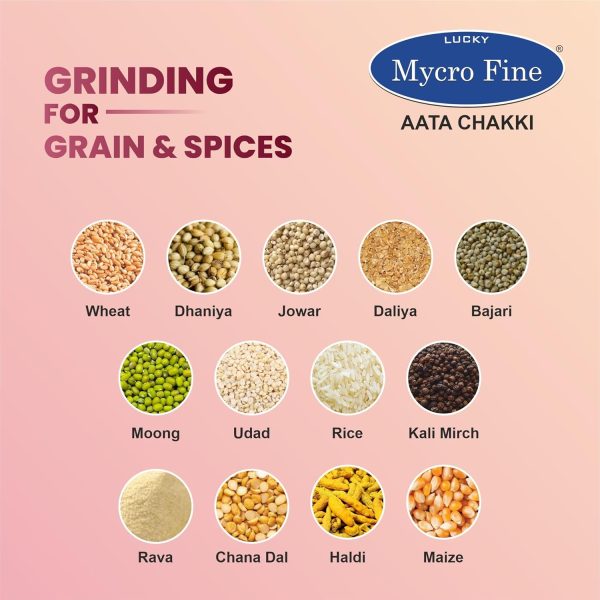 Mycrofine Flour Mill with Stainless Steel Body with 6-8 KG Grinding with 100% Copper Winding Motor, Steel, BABY GRINDER