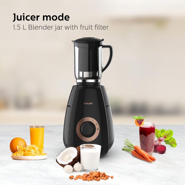 PHILIPS HL7707, 750 Watts 4 Jar Mixer Grinder with Food Processor Jar, Black
