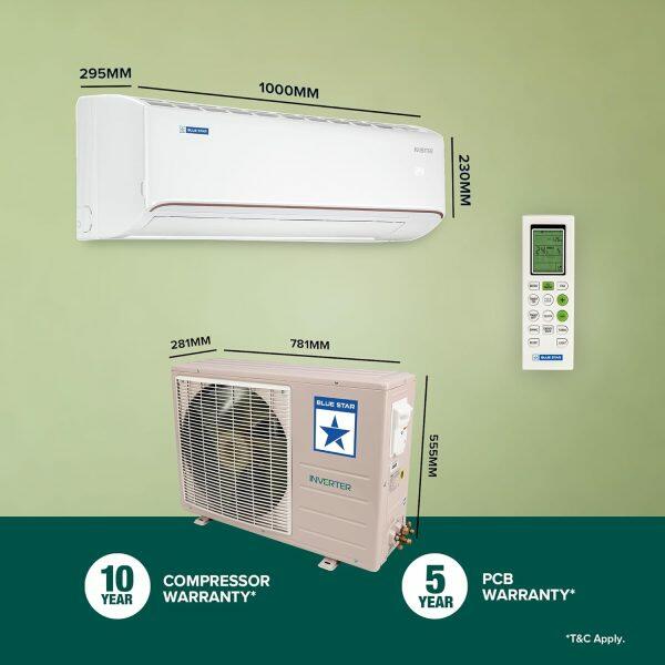 BlueStar IA318QCU 1.5 Ton 3 Star Inverter Split AC with 5-in-1 Convertible & 4 Way Swing, White