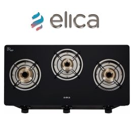 Elica 3 Burner Cooktop with 1 Jumbo Burner and Tempered Glass, Black, CT VETRO 370J