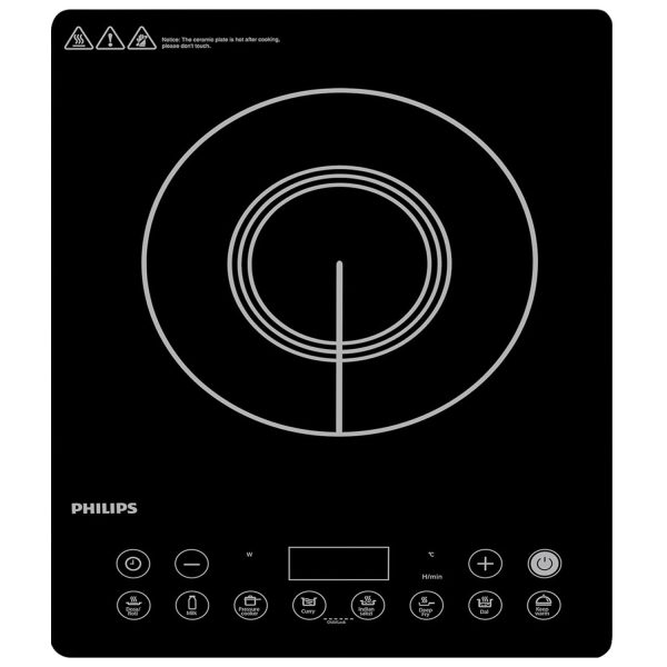 PHILIPS HD4929/01, 2100 Watts Induction Cook-top with 8 Power Levels, Black