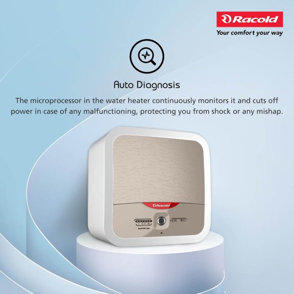 Racold Omnis Lux, 10 Litre Storage Water Heater with 5 Star Rating, Smart Control Tech and Auto Diagnostics, White