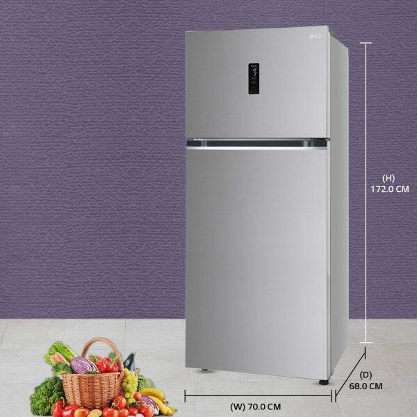 LG 380L Double Door Refrigerator (GL-T412VPZX, Shiny Steel)