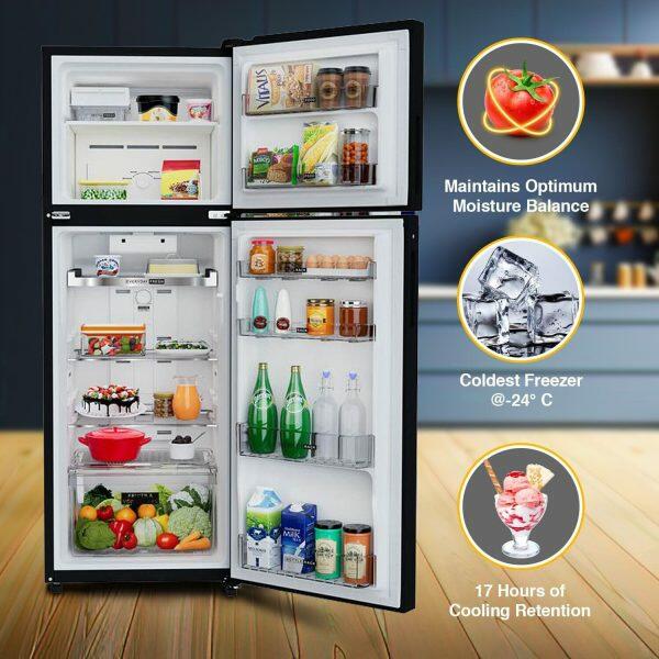Whirlpool IF INV ELT 278GD, 231 Litre 2 Star Double Door Intellisense Inverter Technology and 17 Hours Cooling Retention, Crystal Black