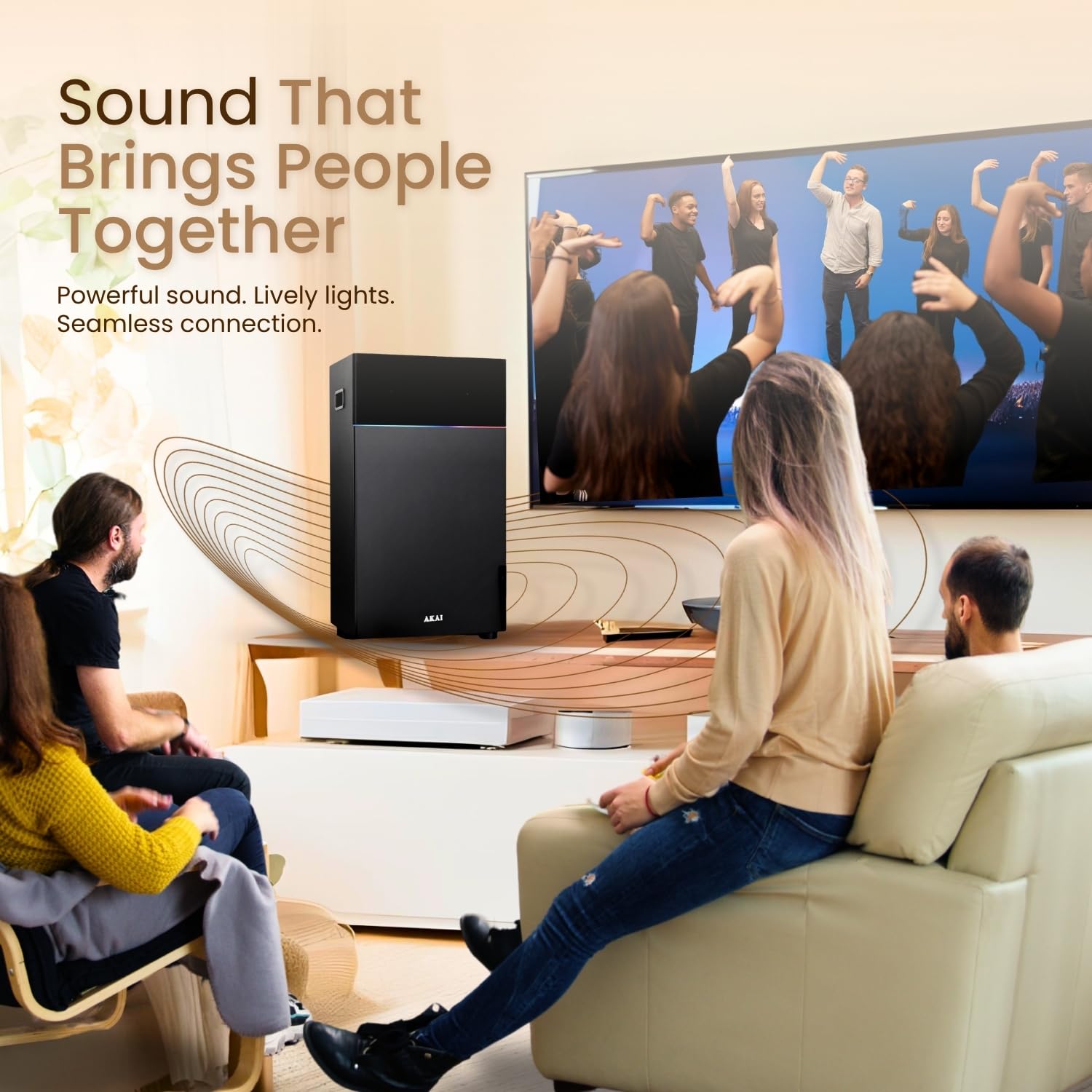 Akai 80 Watt Bluetooth Party Speaker with Wireless Mic and Multi-Color LED Light, Black, PM80B Akai 80 Watt Bluetooth Party Speaker with Wireless Mic and Multi-Color LED Light, Black, PM80B