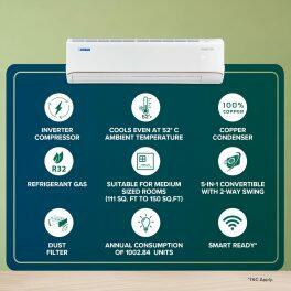 BlueStar IA318QCU 1.5 Ton 3 Star Inverter Split AC with 5-in-1 Convertible & 4 Way Swing, White