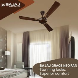 Bajaj 1200MM (48 Inch) Ceiling Fan with 100% Copper Motor and Alluminium Blades, Timber Golden, GRACE NEO BBD